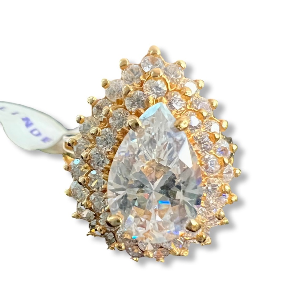 Vintage 90's Cubic Zirconia 14k Gold Plated Ring
